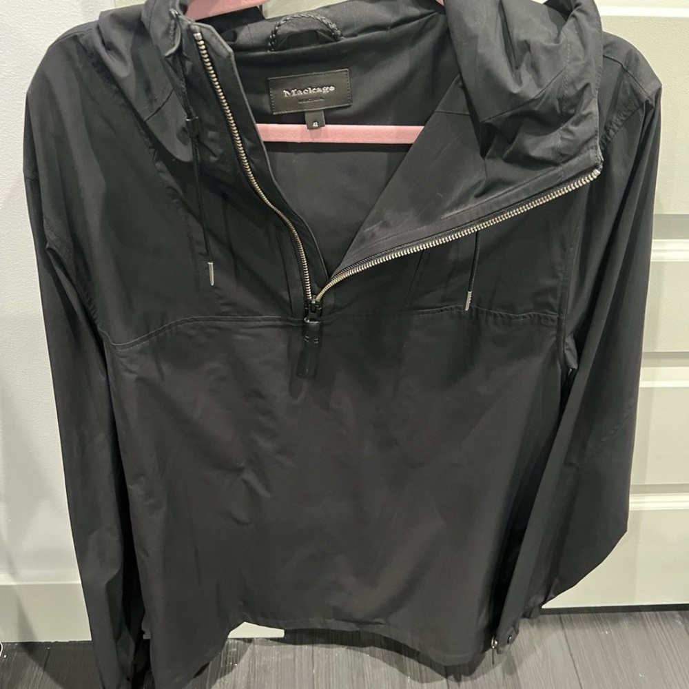 Mackage Black Hooded Windbreaker Jacket